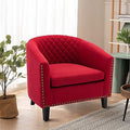 Brown Leather Upholstered Accent Arm Chair with Solid Wood Legs L35866