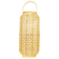 Rattan Candle Lantern with Handle Natural Bamboo and Glass Shade, 23 inch H x 10.5 inch W P197191