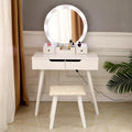 Vanity Table Set with 8 LED Lights Mirror, Wood Makeup Dressing Table with Stool & Drawer U37264