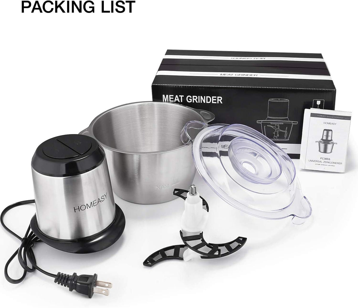 Stainless Steel Food Processor 2L 350W 8 Cups M5837