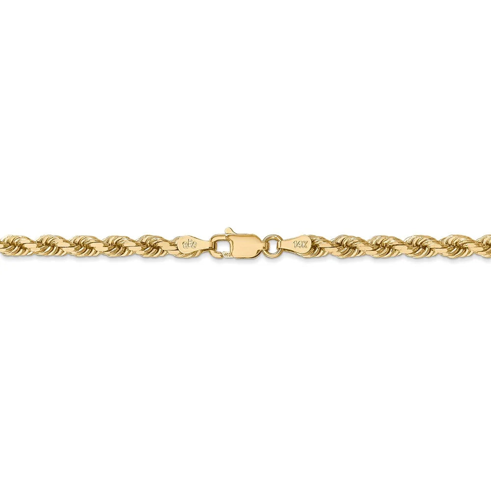 14kt Yellow Gold 4mm Diamond Cut Rope Chain with Lobster Clasp; 30 inch I438509