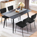 Black Boucle Dining Chairs Set of 4 with Metal Legs J9061