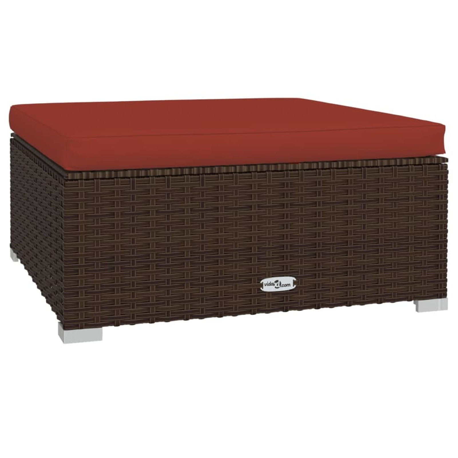 6 Piece Poly Rattan Brown Outdoor Sectional Sofa Set with Red Cushions P8168