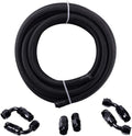 10FT 6 AN 3/8" Nylon Stainless Steel Braided PTFE E85 Fuel Line Fittings Kit with 6PCS Swivel Adapters Pack of 2 S37443