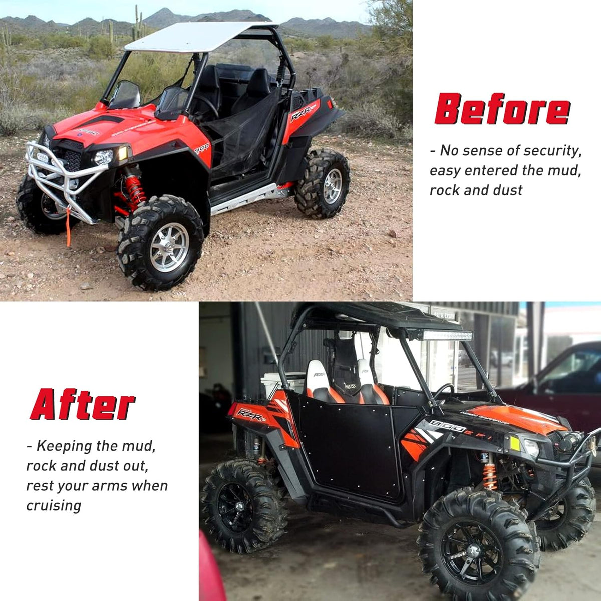 UTV Metal Doors with Automotive Style Latch, 2Pcs Q341