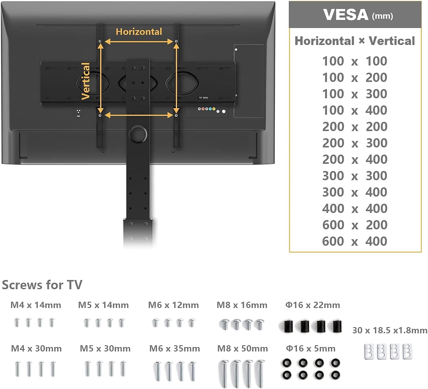 Rolling TV Stand with Wheels and Swivel Mount for 37 inch-70 inch LCD LED Flat Panel Screen TV, Portable Mobile TV Cart with Shelf, Height Adjustable, Max VESA 600x400mm G74951