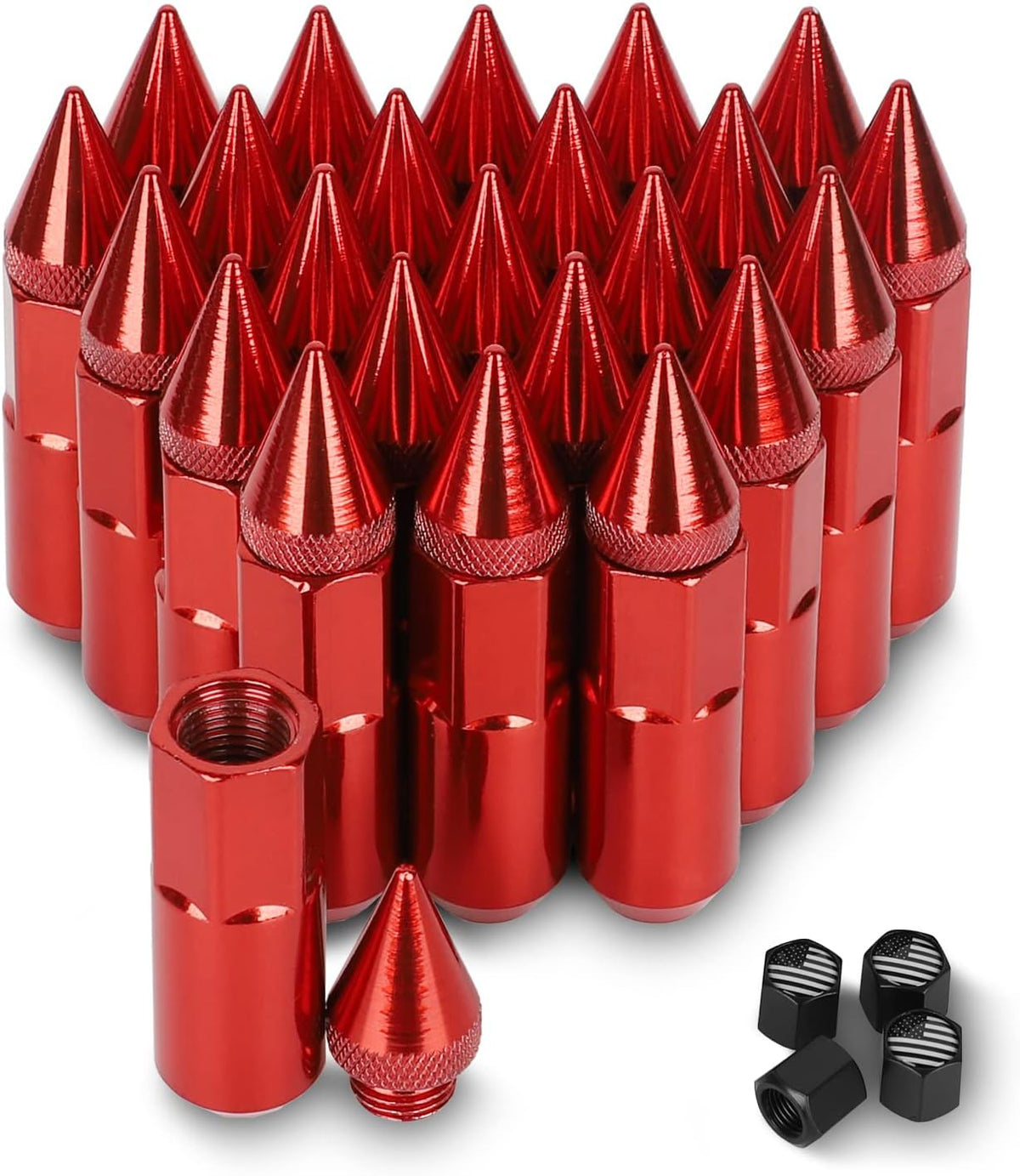 24 PCS Steel Spiked Lug Nuts (Neo Chrome) E3248