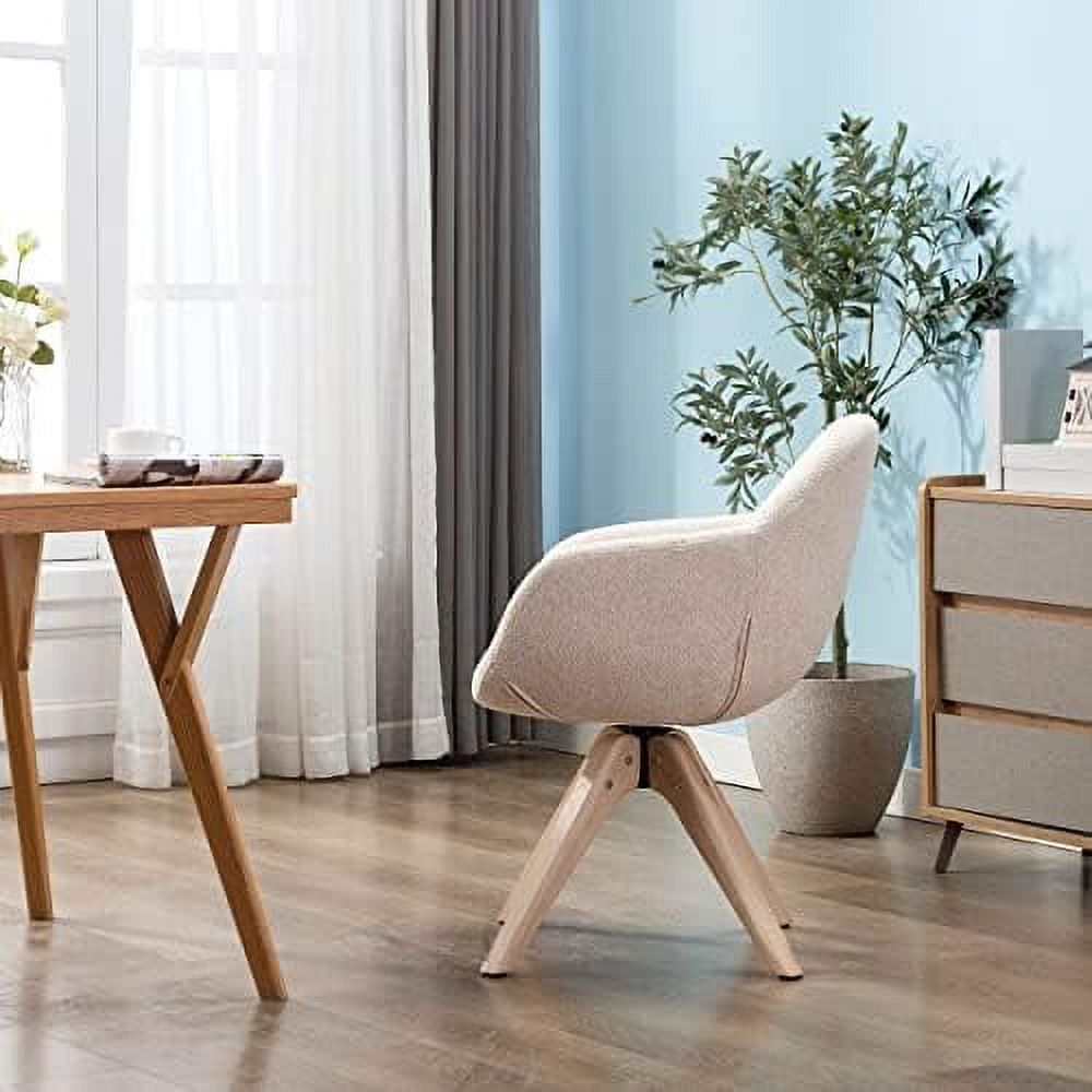 Mid Century Modern Swivel Fabric Accent Chair with Oak Wood Legs J91885