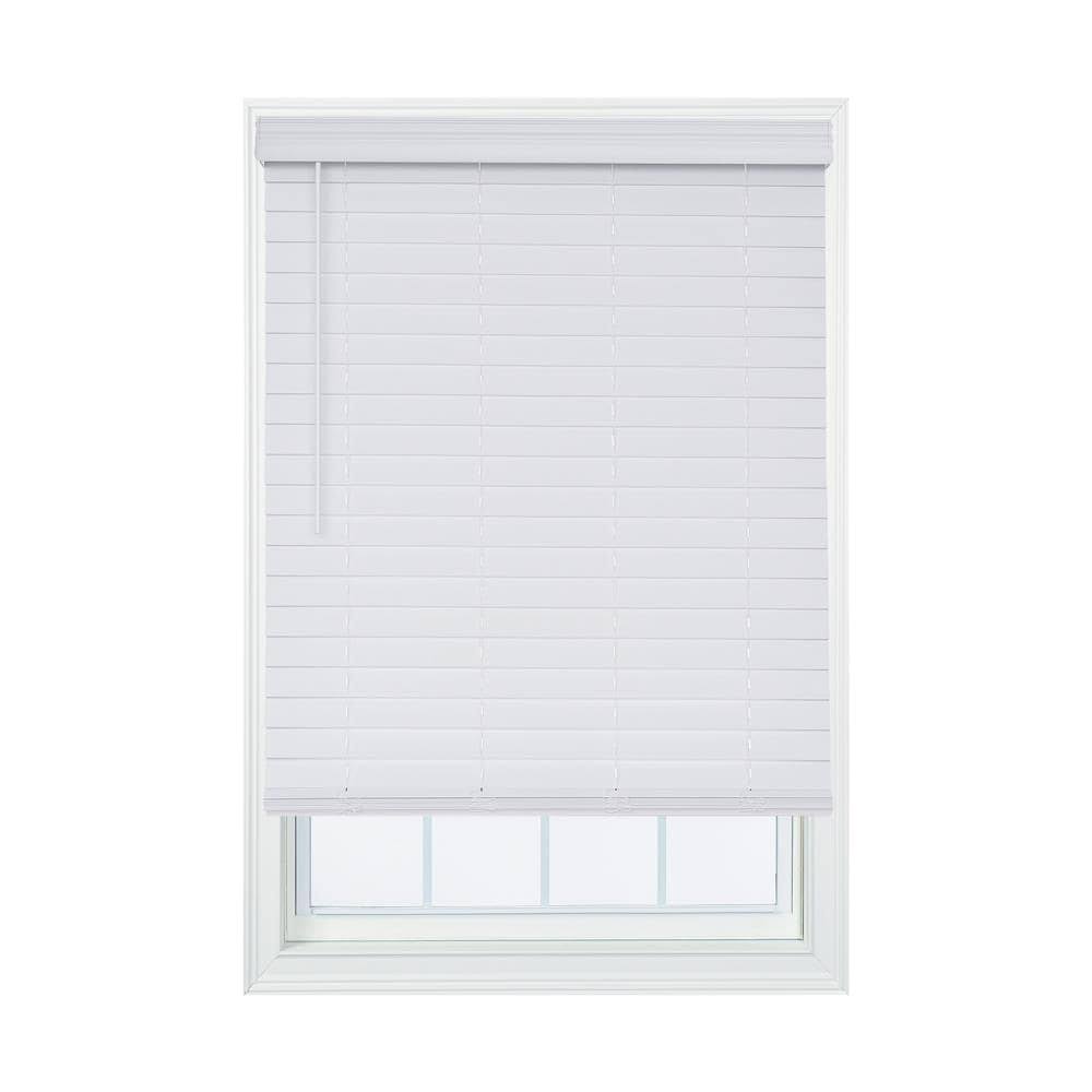2.5-in Slat Width 38.75-in x 72-in Cordless White Faux Wood Room Darkening Horizontal Blinds B462