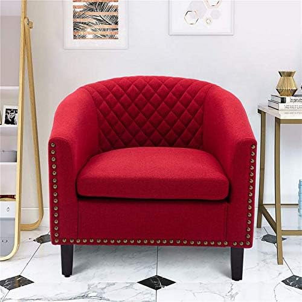 Brown Leather Upholstered Accent Arm Chair with Solid Wood Legs L35866