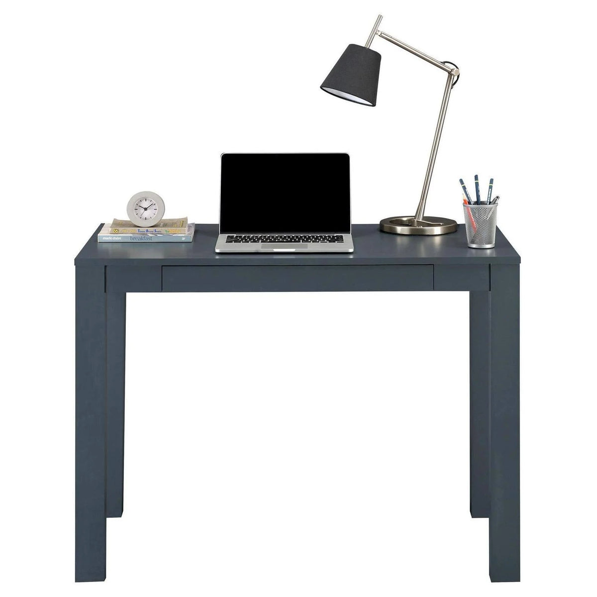 Gray Wood Writing Desk with Drawers D5216