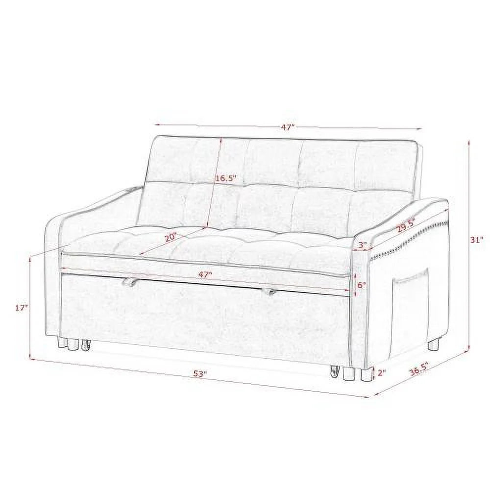 Beige Loveseats Sofa Bed with Pull-out Bed G607