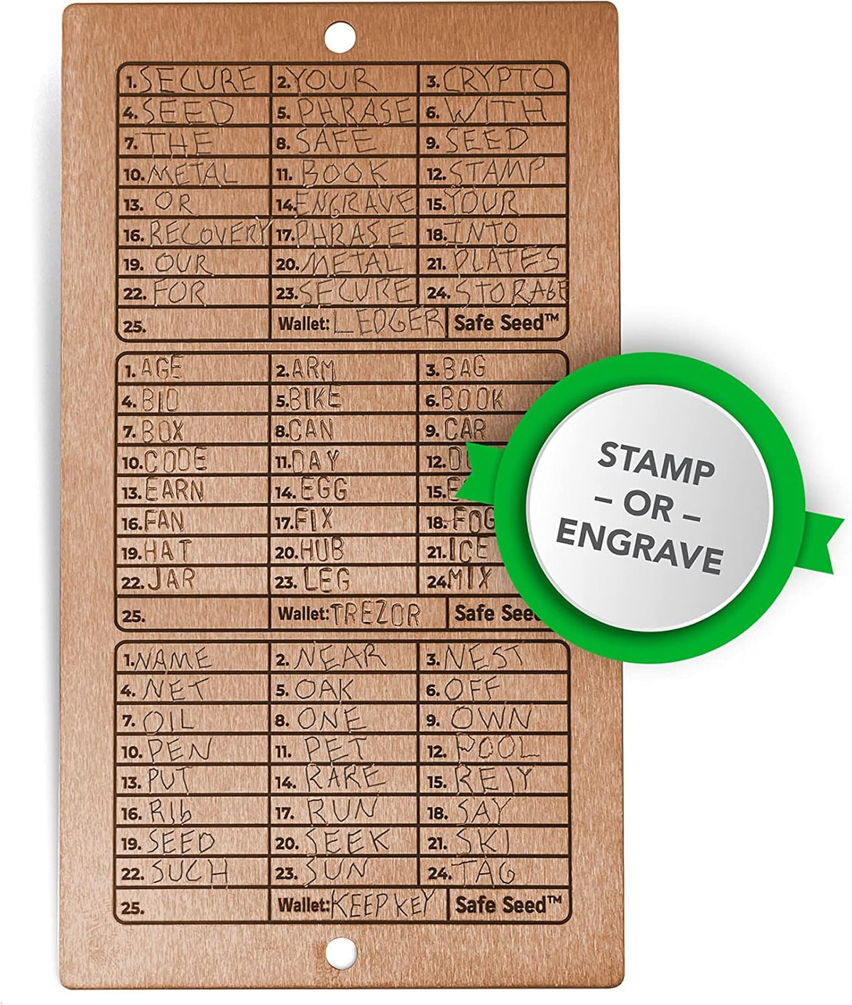 Crypto Recovery Passphrase Metal Book with Stamp Kit & Custom Case G355771