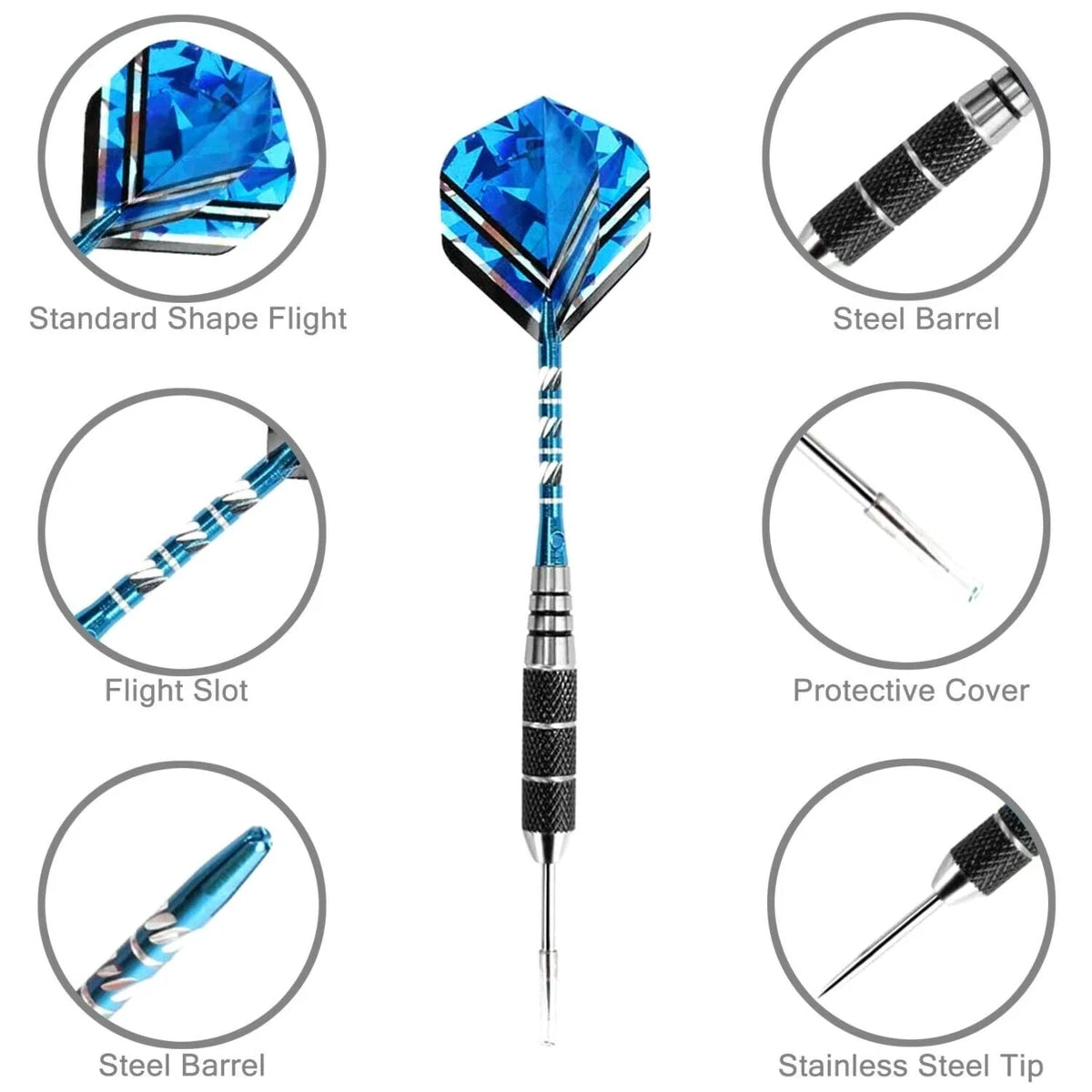 6 Pack Steel Tip Darts L54841