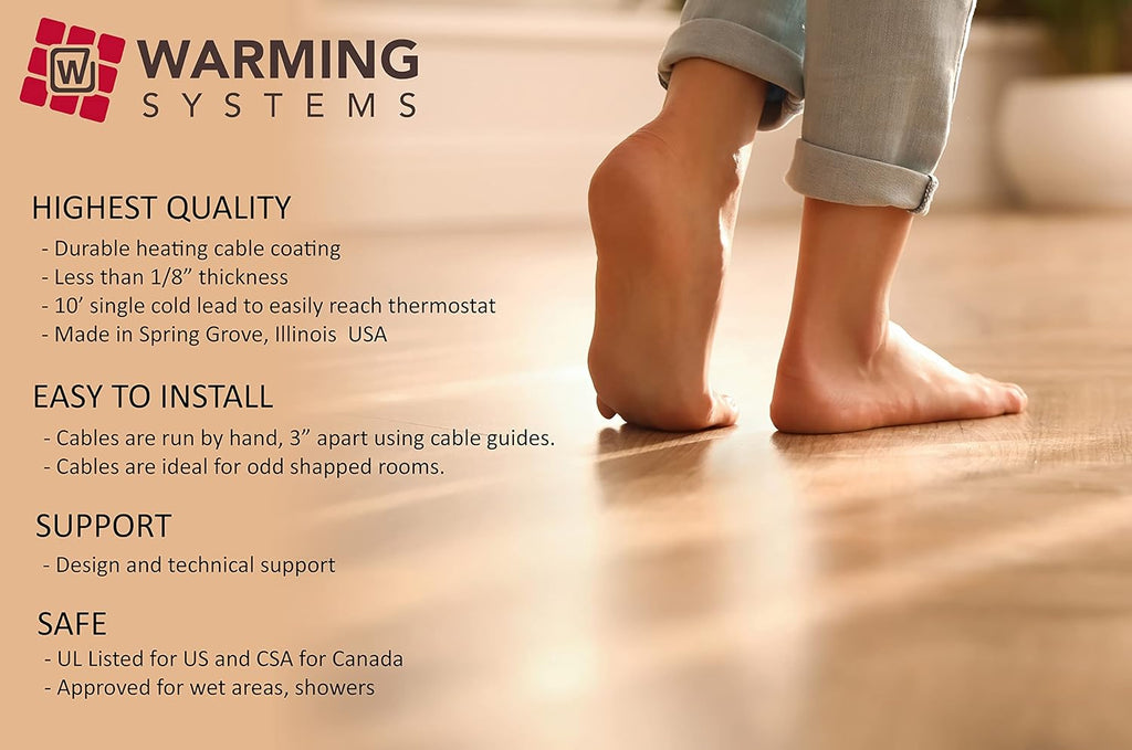 15 Sqft Electric Radiant Floor Heating System with Digital Floor Sensing Thermostat E5402