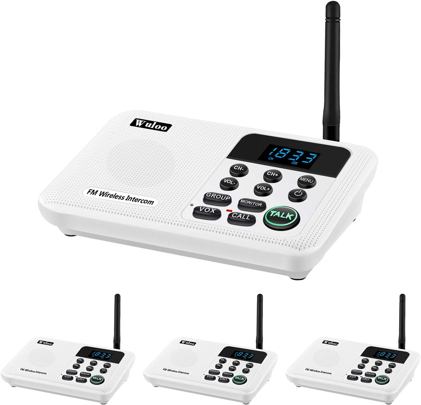 Wireless Intercom System, 4 Stations Black J3721