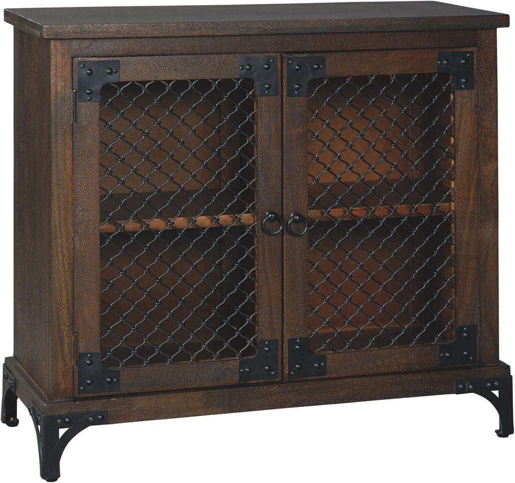 Brown Accent Cabinet with Open-Slat Door E919