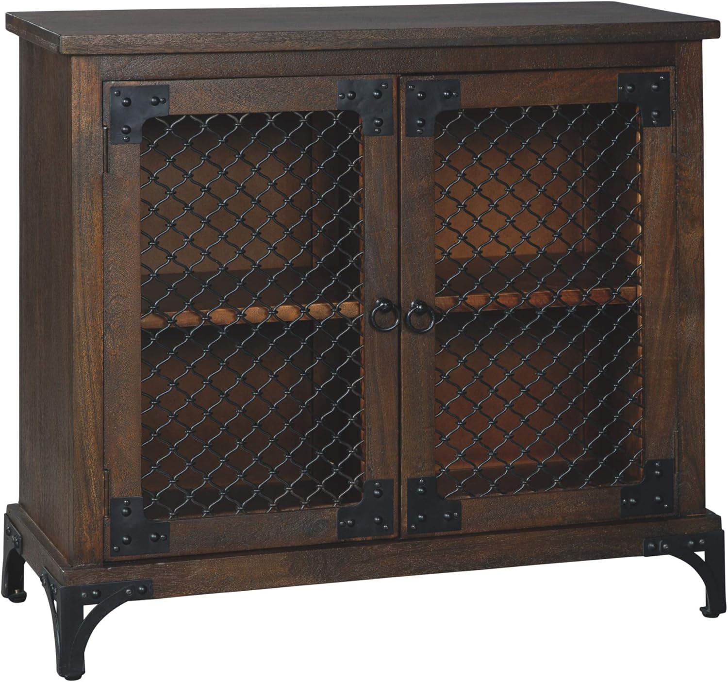 Brown Accent Cabinet with Open-Slat Door E919