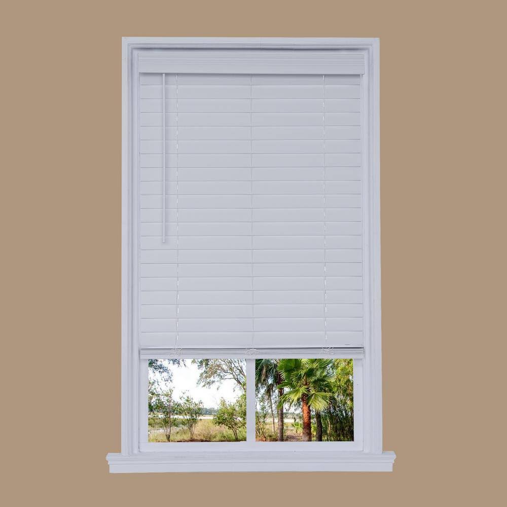 2.5-in Slat Width 38.75-in x 72-in Cordless White Faux Wood Room Darkening Horizontal Blinds B462