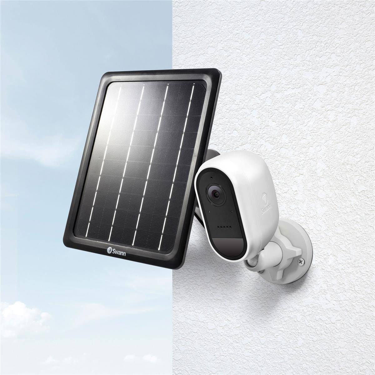 White 1080p Wireless Battery Security Camera with Outdoor Stand & Solar Panel R158354