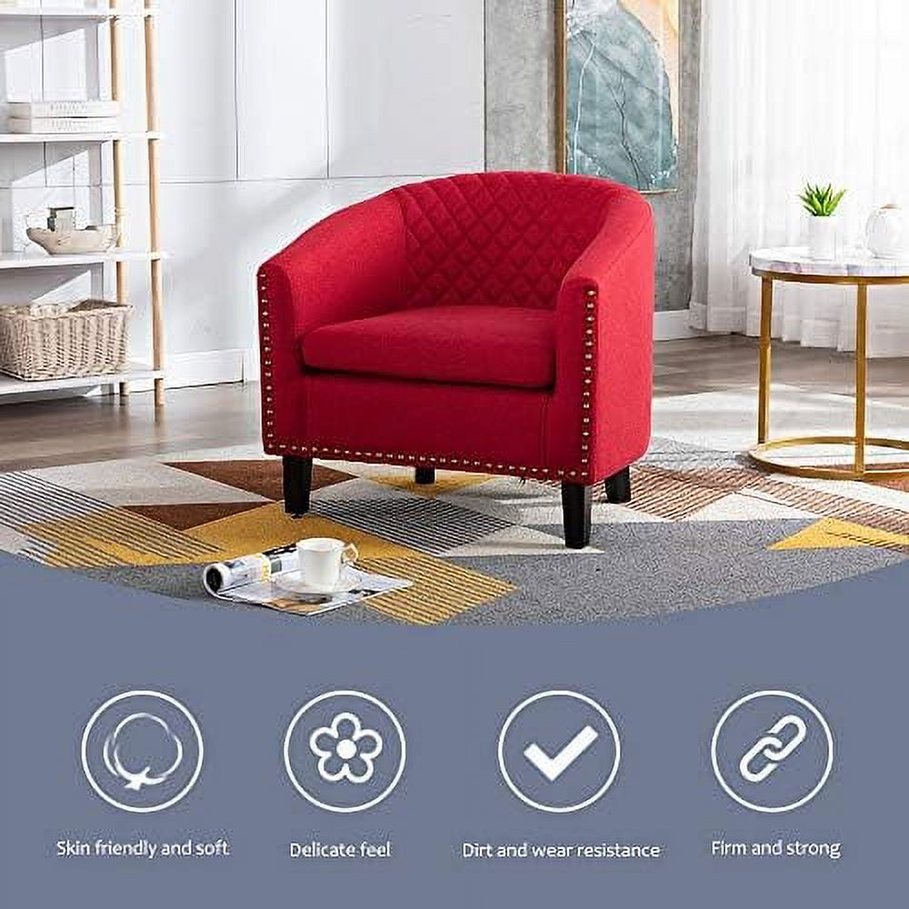 Brown Leather Upholstered Accent Arm Chair with Solid Wood Legs L35866