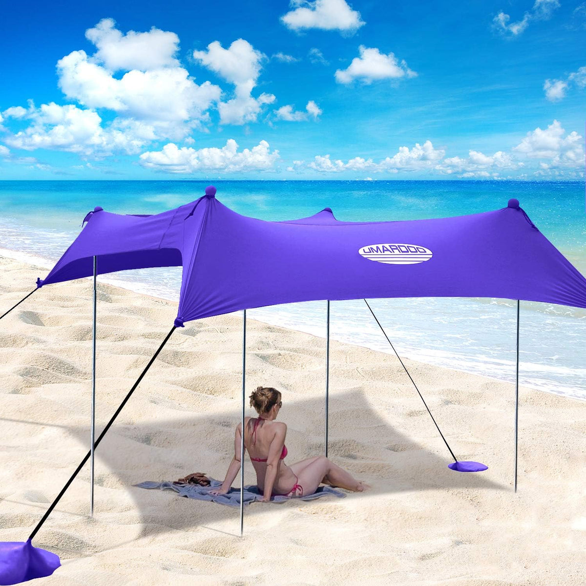 Pop Up Beach Sunshade Tent with Carrying Bag (Blue, 7X7 FT) Z404300