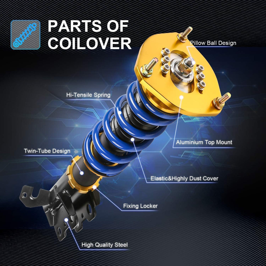 Coilovers Struts Adjustable Height Suspensions Shock Struts Set of 4 R666