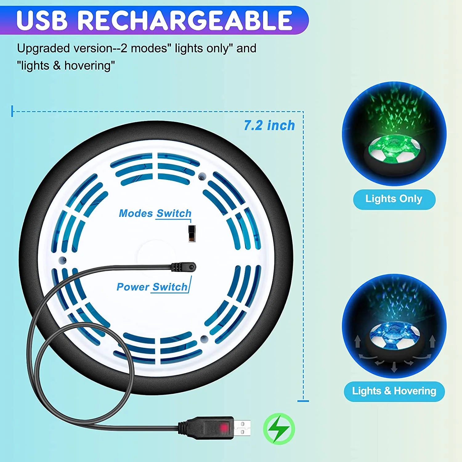 Hover Soccer Ball Toys with LED Light and Soft Foam Bumpers F922073
