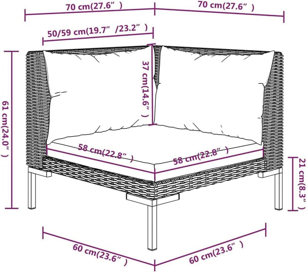 12 Piece Poly Rattan Patio Lounge Set with Cushions Dark Gray Q1709