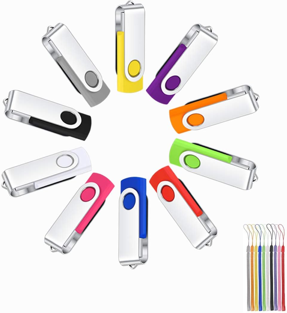 50 Pack 8GB USB 2.0 Flash Drives with LED Indicator and Lanyards O468118