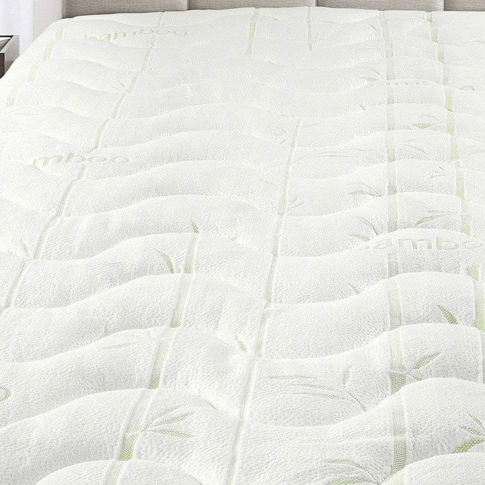 Hypoallergenic Cool Bamboo Jacquard Fitted Mattress Topper California King Size T164