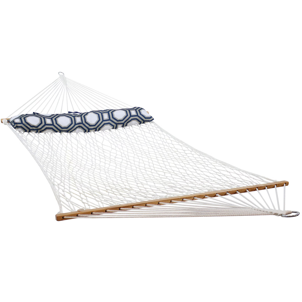 White Polyester Rope Hammock with Pillow B14216