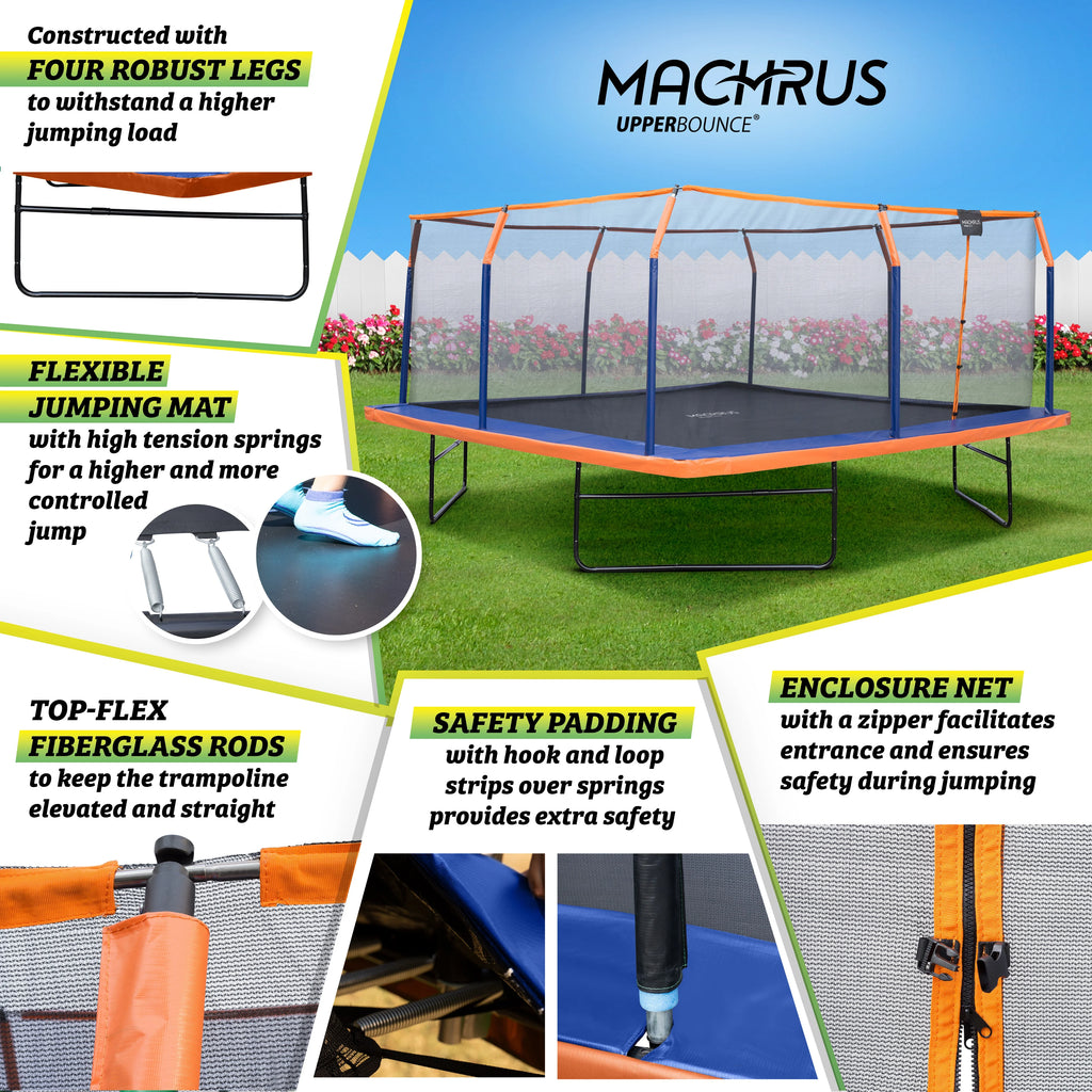12 x 12 FT Square Trampoline Set with Enclosure and Safety Pad A823015