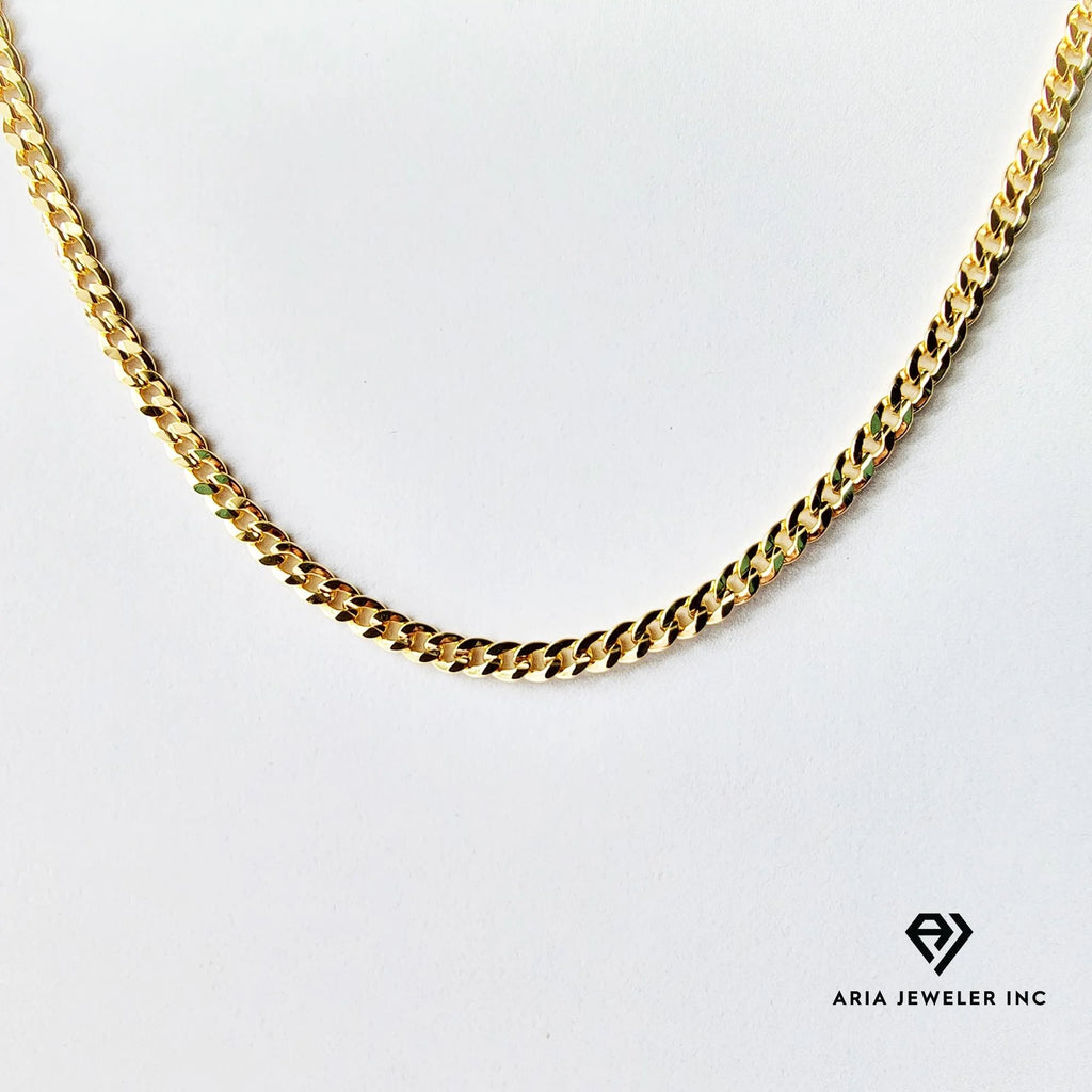 14k Bonded Gold Necklace with Rose Cross Pendant, 14K Cuban Chain Necklace U33659