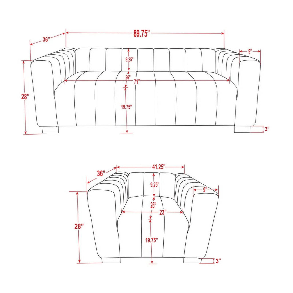 Light Gray Velvet Fabric Sofa and Chair Set K62609