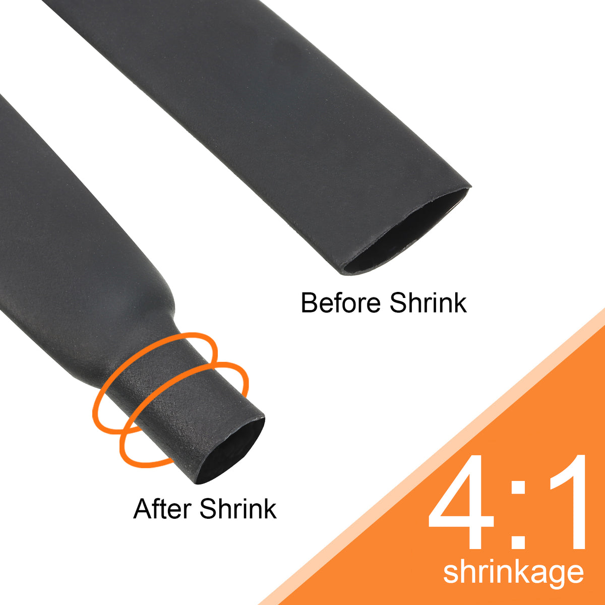 18mm Dia 33ft 4:1 Dual Wall Adhesive Lined Black Heat Shrink Tubing N33354