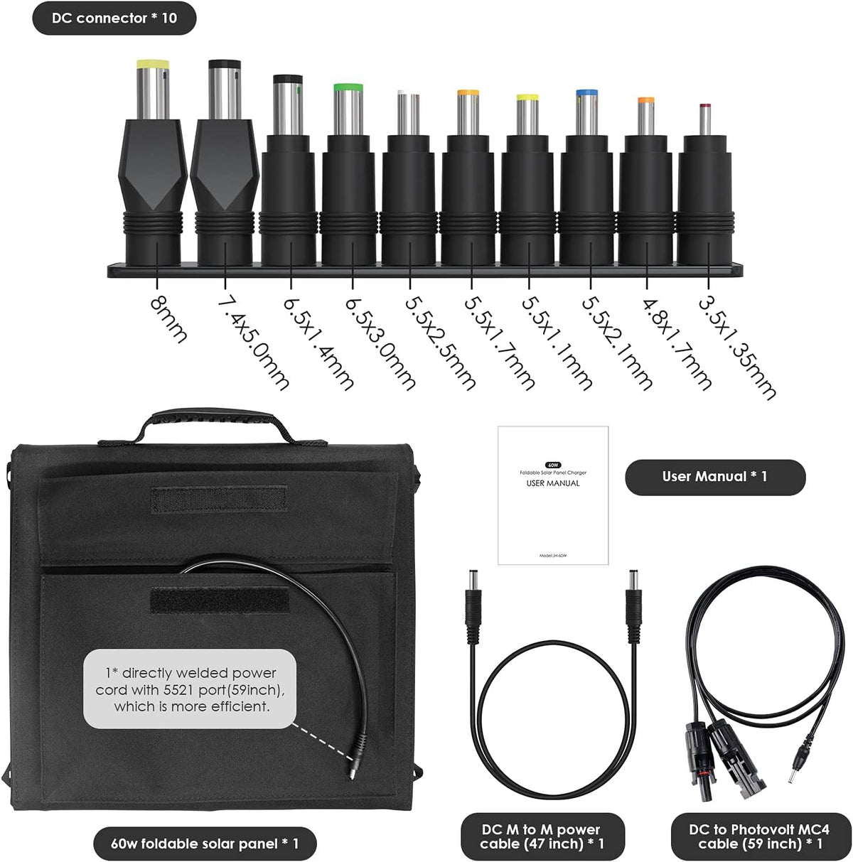 60W Portable Foldable Solar Panel Charger O308486