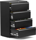White Metal 4 Drawer Lateral Filing Cabinet with Lock Z691572