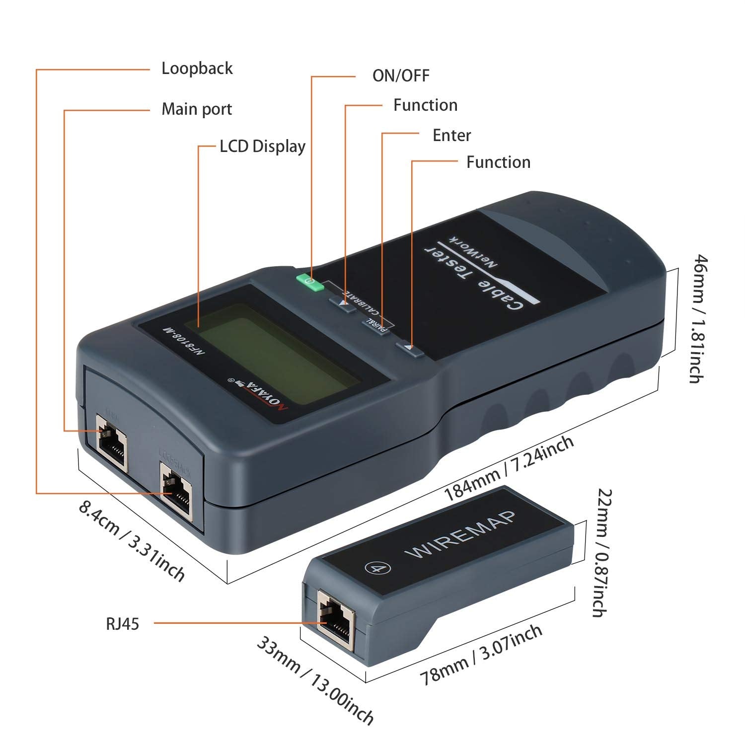 Network Cable Tester with 8 Far-end Passive Test Jacks G598889