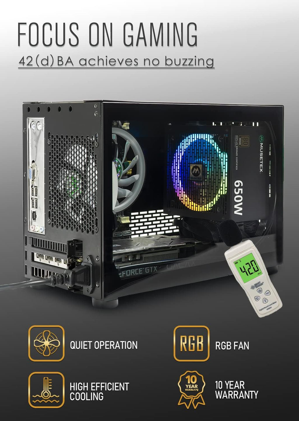 ATX PC Case with 6pcs 120mm ARGB Fans, CPU Fan, 650W Power Supply X650