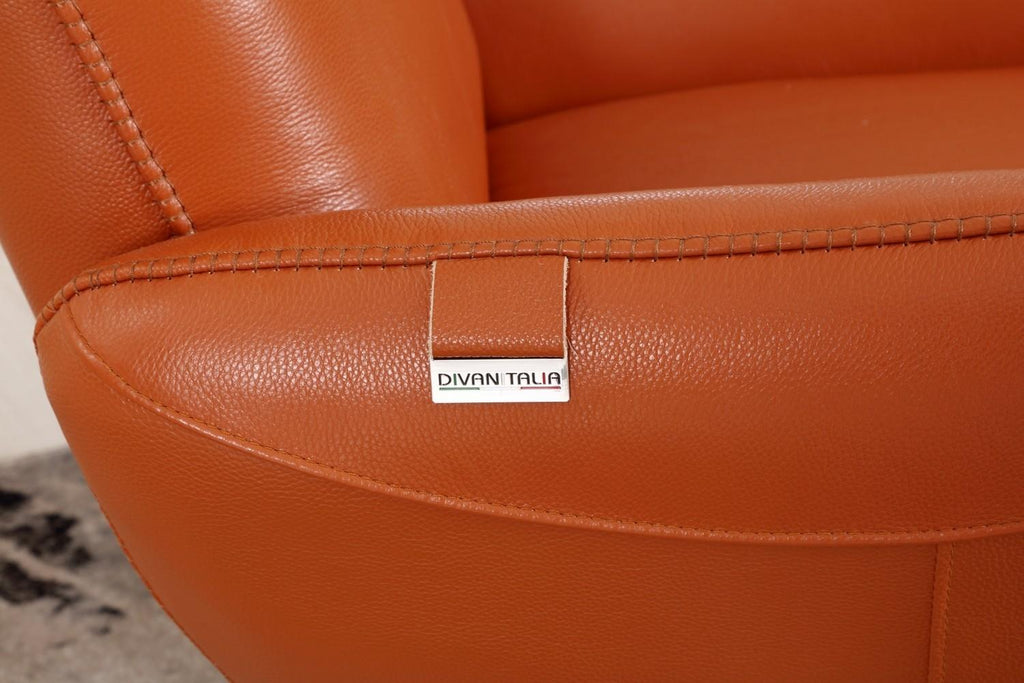 Italian Top Grain Leather Swivel Lounge Chair R348401