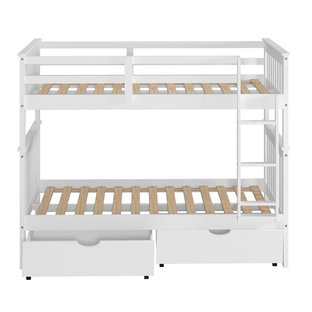 Twin over Twin Bunk Bed in White Q567771