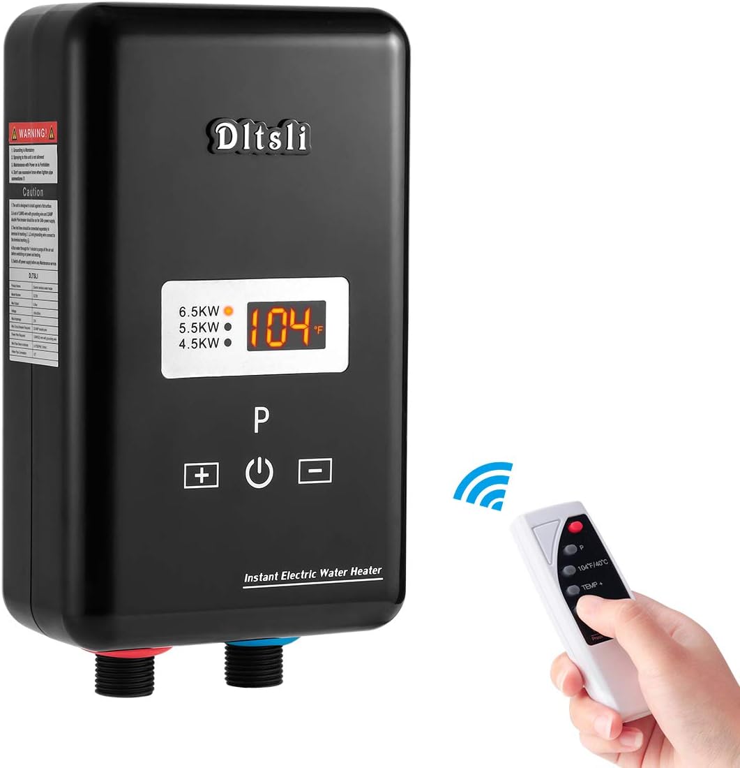 240V 6.5KW Tankless Instant Electric Water Heater with Remote Control Digital Display T340