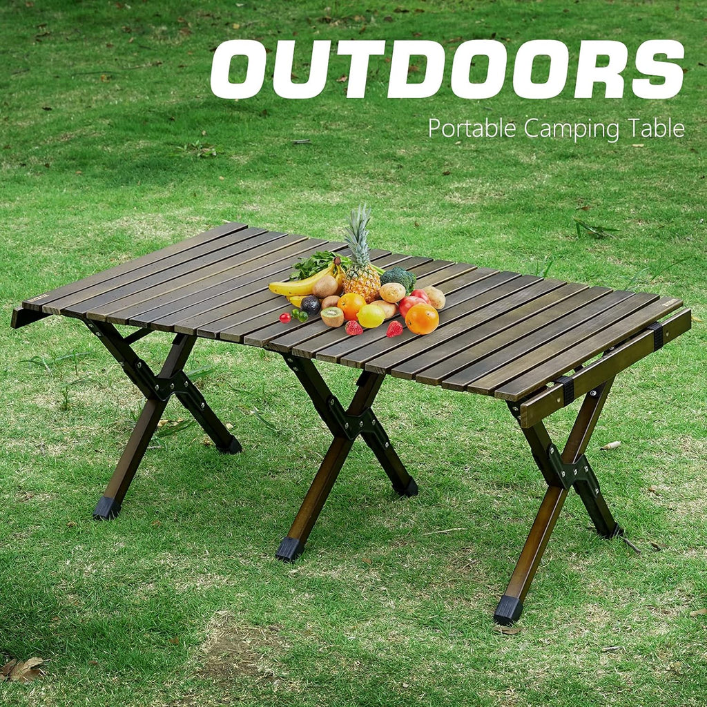 Portable Folding Wooden Camping Table with Carry Bag N99947