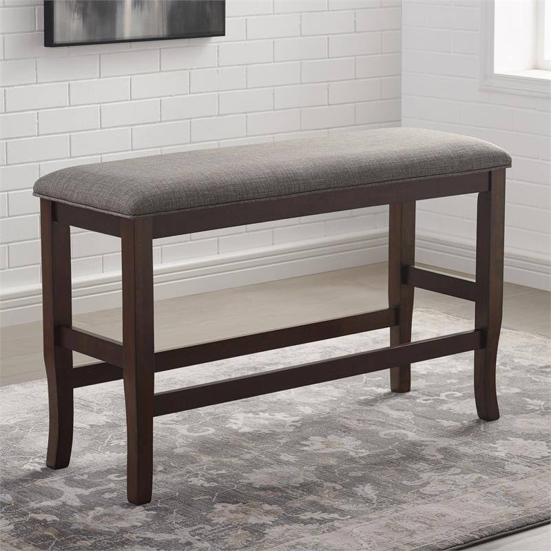 Oak Fabric Counter Height Dining Bench J393