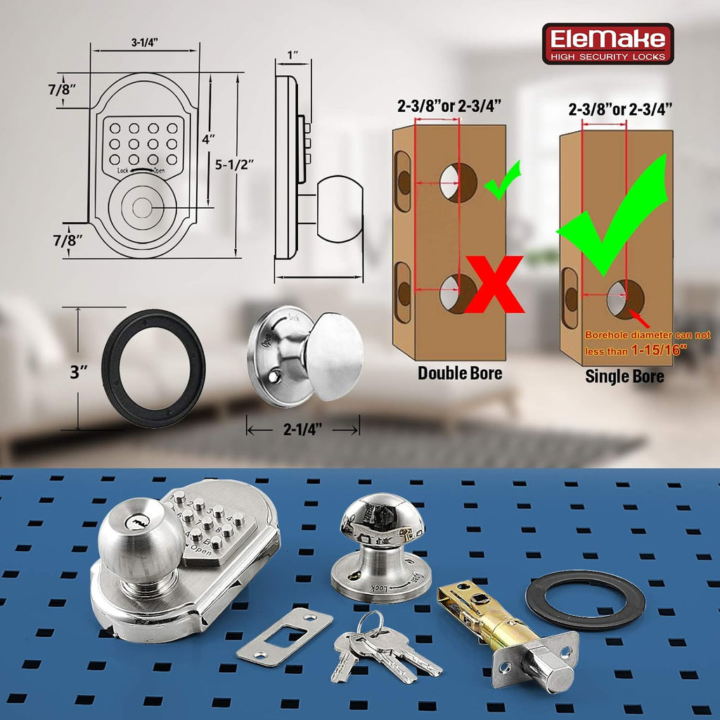 Keyless Deadbolt Lock Stainless Steel 304 Pack of 2 D87522