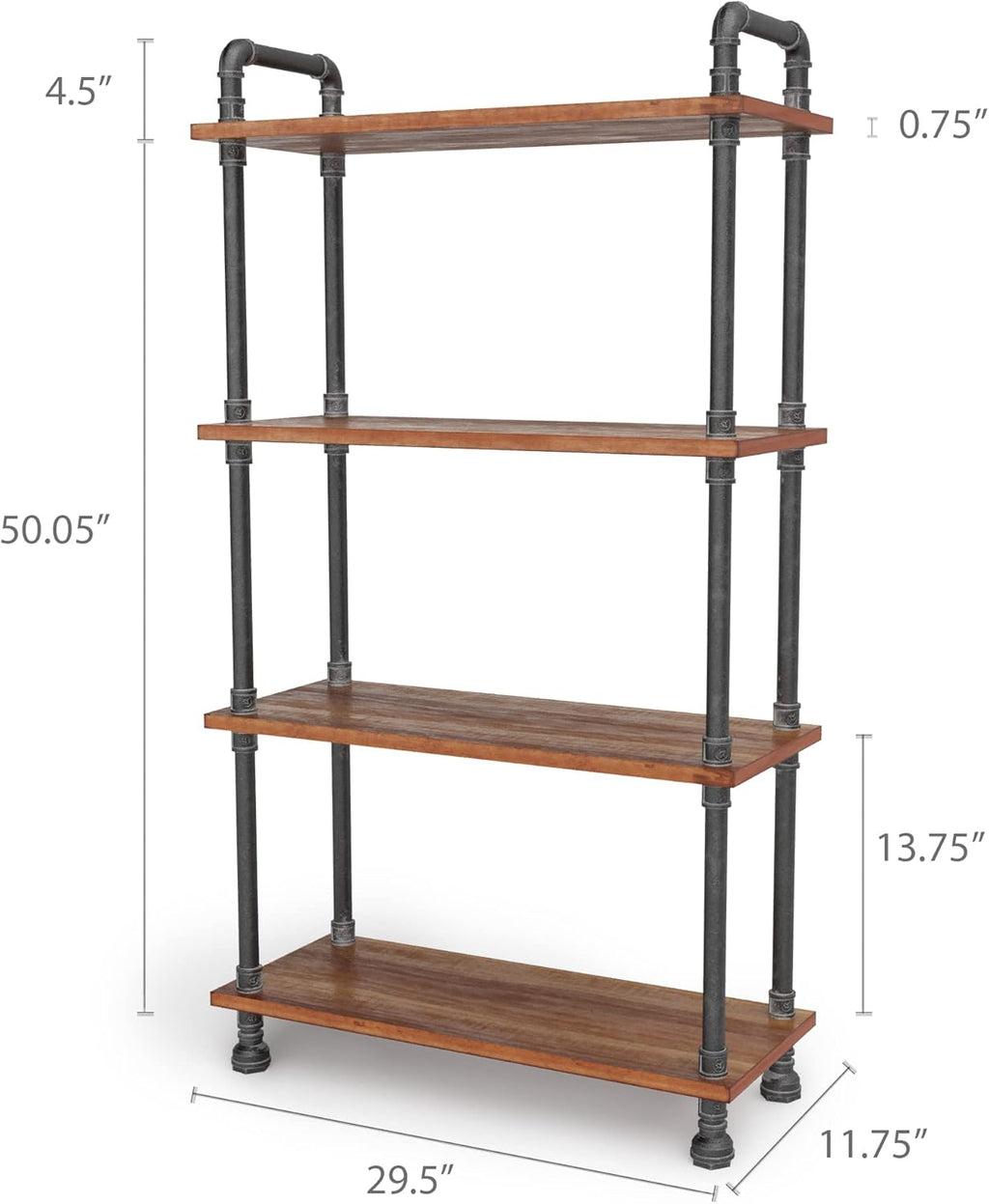 4-Tier Solid Pine Wood Bookshelf B76631