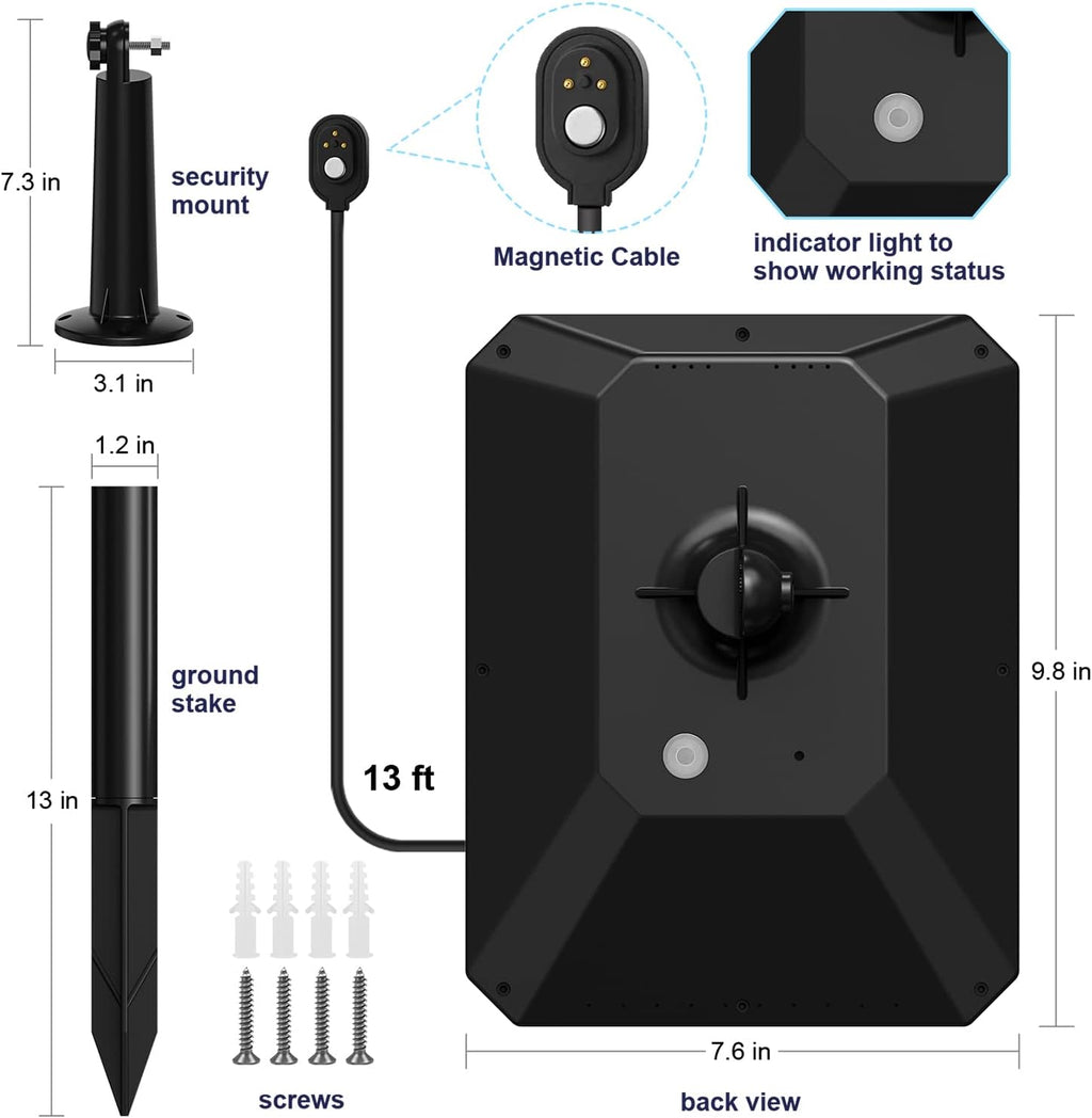 Waterproof Solar Battery Charger for Arlo Cam with Adjustable Wall Mount Bracket Ground Stake K64429