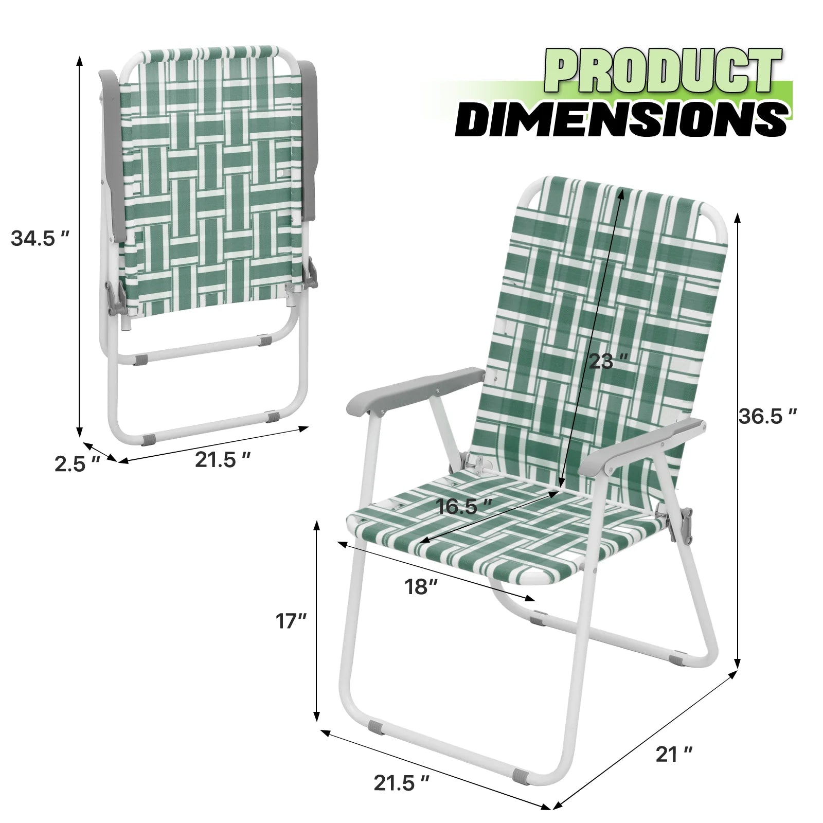 Dark Green 2 Pieces Folding Beach Chairs with Armrests X519295