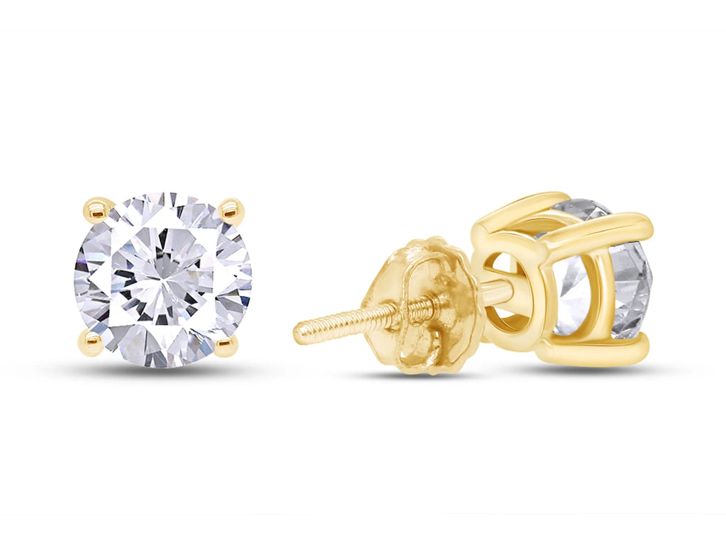 4.5MM Round Cut Lab Created Moissanite Screw Back Stud Earrings In 18K Yellow Gold Over Sterling Silver H376833